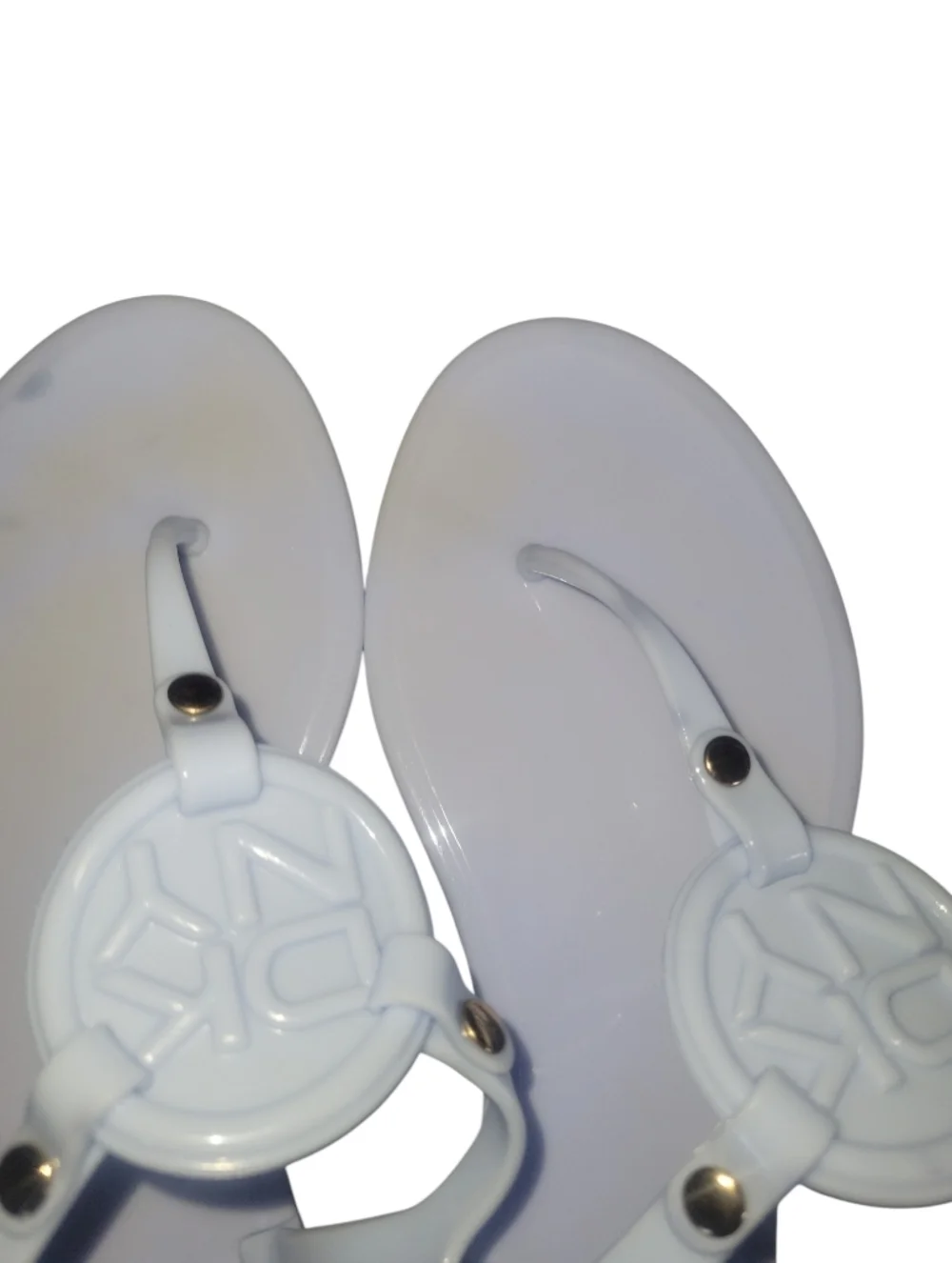 DKNY Periwinkle Blue Women's Jelly Thong Sandals with Logo Accent Sz 38